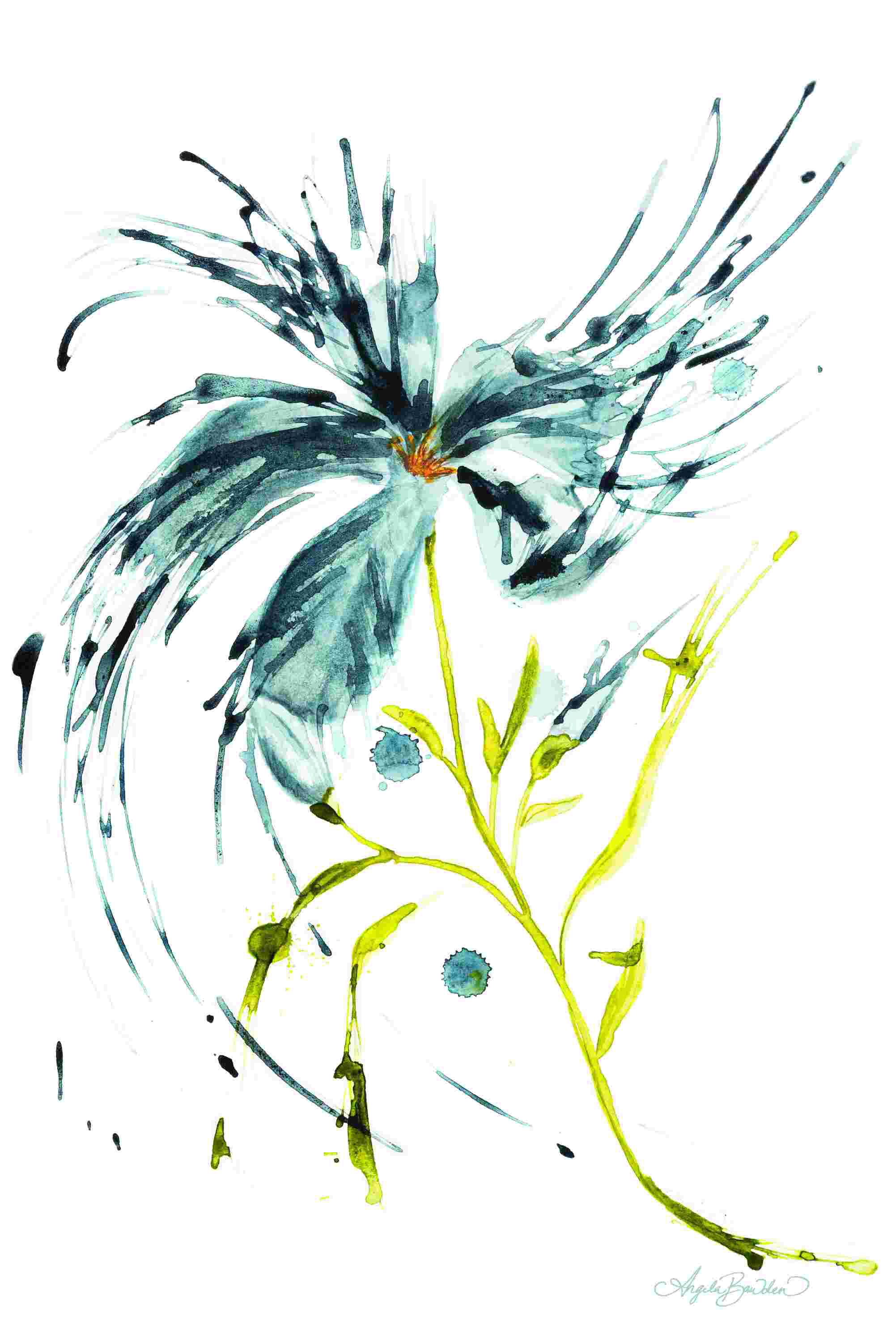 Red Barrel Studio® " Blue Lily Splash " by Angela Bawden Painting Print